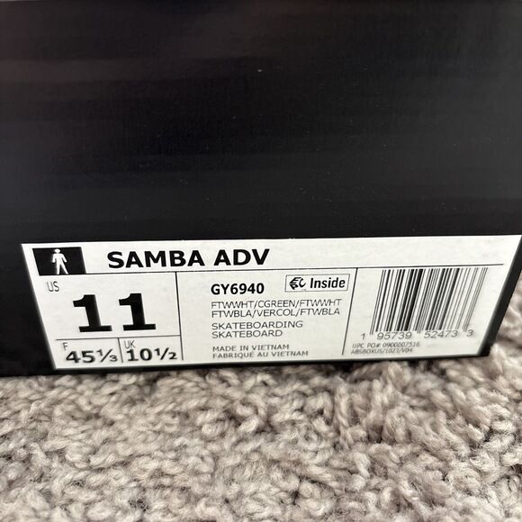 adidas Men's Samba ADV White College Green Brown Size 11 GY6940 New Sneakers - Picture 2 of 8